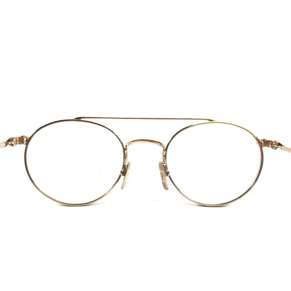 Vintage DITA Eyeglasses Frames JOURNEY Shiny Gold Aviator Wire Rim 49-21-144